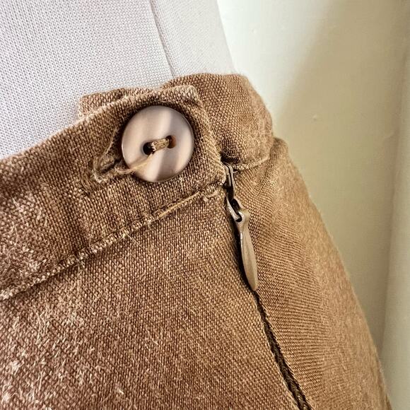 Connection 18 A-Line Skirt XL Tan Ramie Pleated Lagenlook Boho Minimalist Woven - Picture 5 of 7